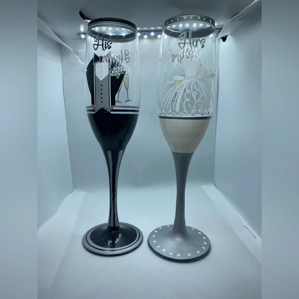 His & Hers Champagne Flutes 🥂 - Picture 1 of 5